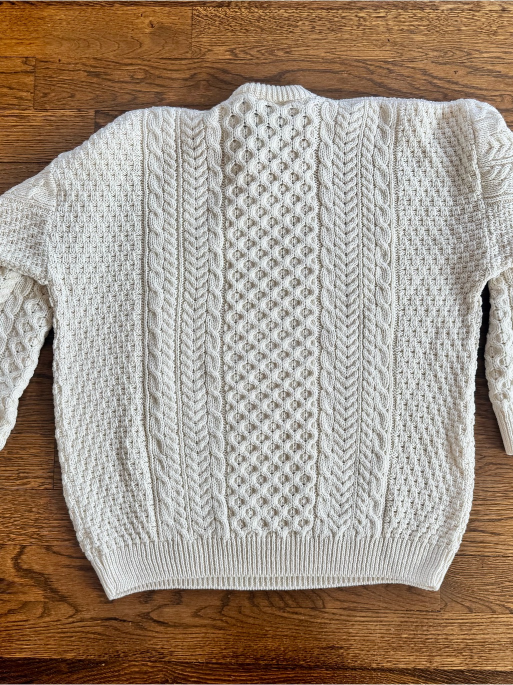 Aran Irish Nwt Xxl 100% Merino Wool Men's Cream Cable Knit Sweater $140 Retail — image 6 of 7